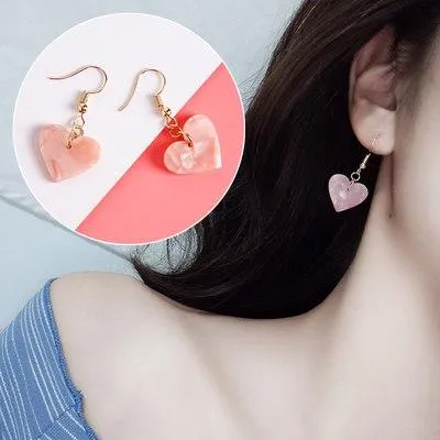 AOMU Japan Korean Pink Cute Natural Stone Beads Fur Star Moon Heart Acrylic Stud Earrings for Girl Ear Jacket Woman Jewelry
