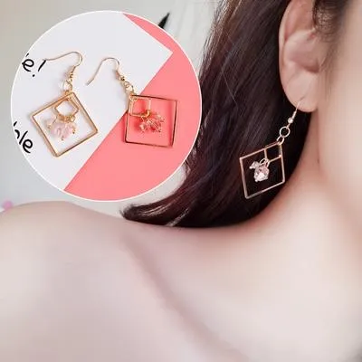 AOMU Japan Korean Pink Cute Natural Stone Beads Fur Star Moon Heart Acrylic Stud Earrings for Girl Ear Jacket Woman Jewelry