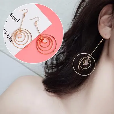 AOMU Japan Korean Pink Cute Natural Stone Beads Fur Star Moon Heart Acrylic Stud Earrings for Girl Ear Jacket Woman Jewelry