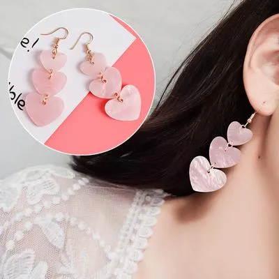 AOMU Japan Korean Pink Cute Natural Stone Beads Fur Star Moon Heart Acrylic Stud Earrings for Girl Ear Jacket Woman Jewelry
