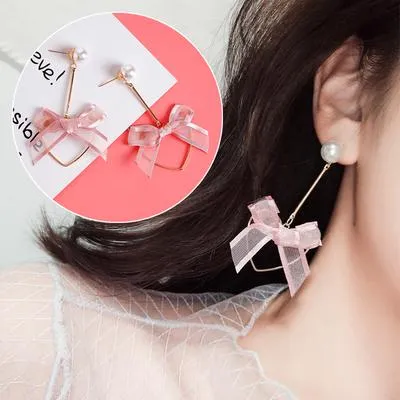 AOMU Japan Korean Pink Cute Natural Stone Beads Fur Star Moon Heart Acrylic Stud Earrings for Girl Ear Jacket Woman Jewelry