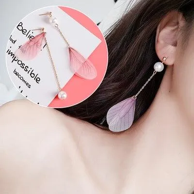 AOMU Japan Korean Pink Cute Natural Stone Beads Fur Star Moon Heart Acrylic Stud Earrings for Girl Ear Jacket Woman Jewelry