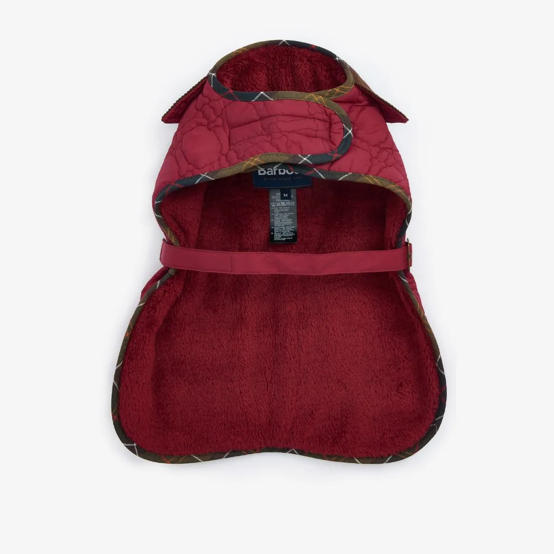 Barbour Dog Bone Quilted Dog Coat in Cranberry