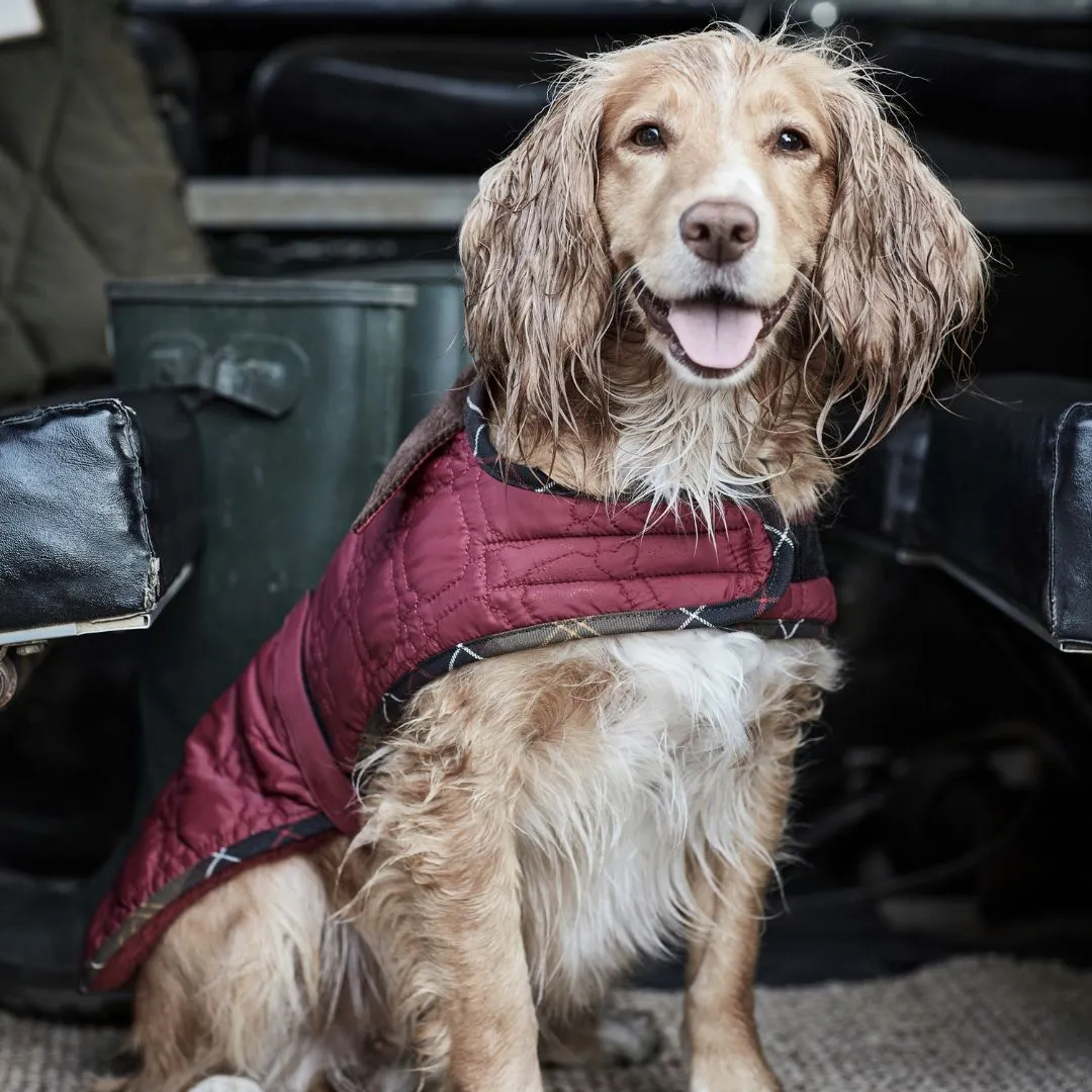 Barbour Dog Bone Quilted Dog Coat in Cranberry