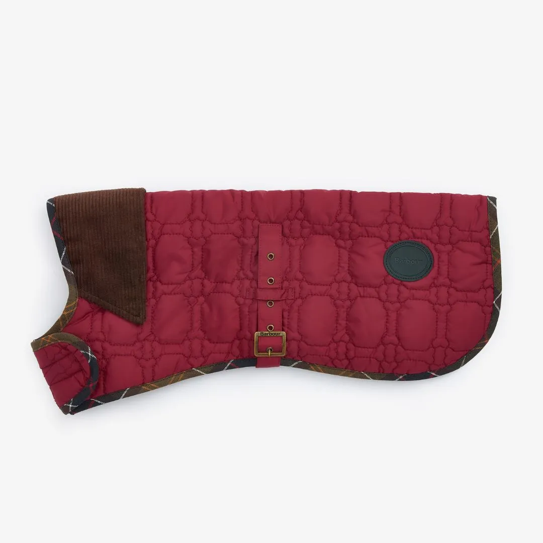 Barbour Dog Bone Quilted Dog Coat in Cranberry