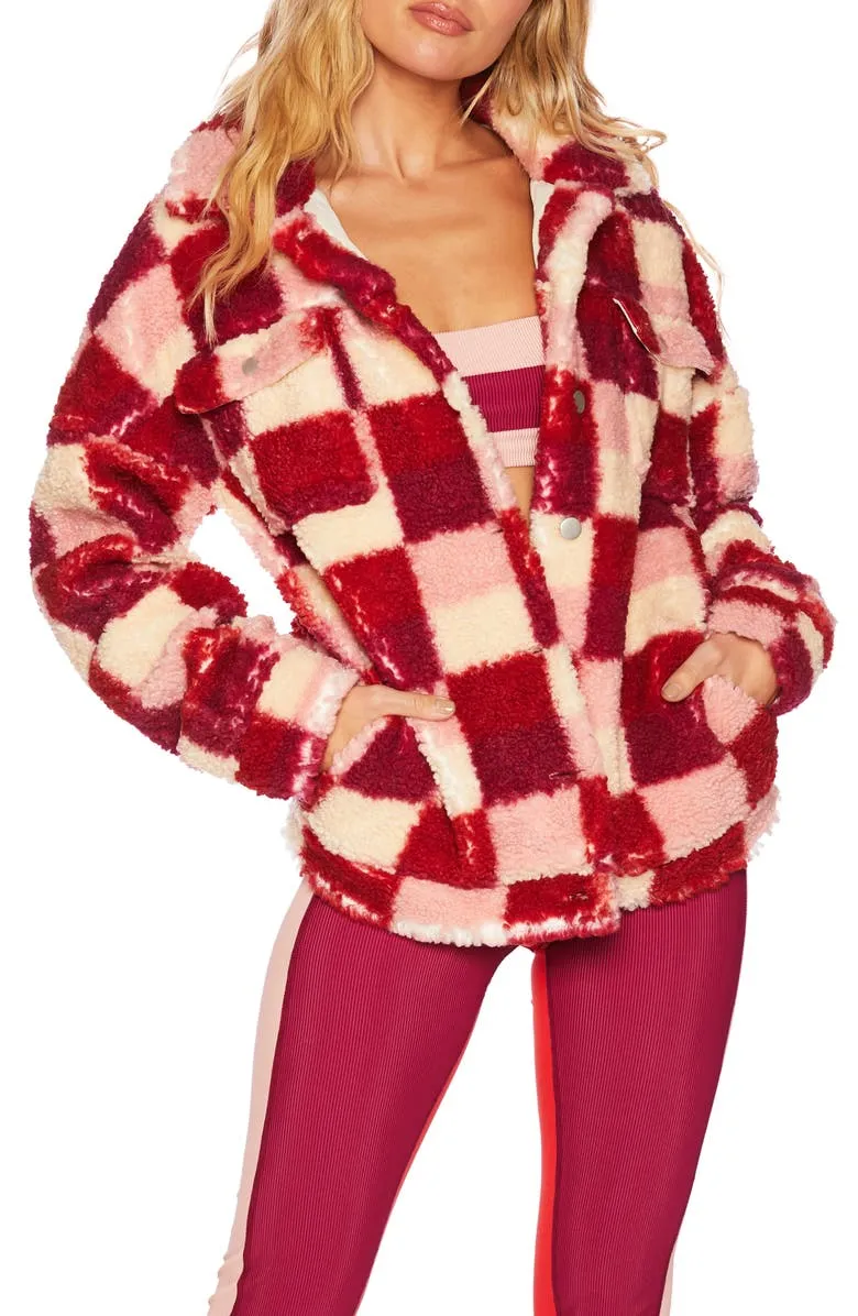 Beach Riot Laurie Jacket in Sangria Check