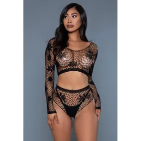 BeWicked Floral Delight Black Bodystocking