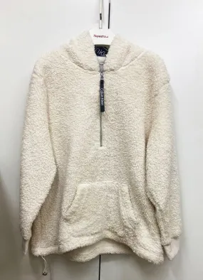 Calvin Klein White sherpa teddy bear half zip pullover