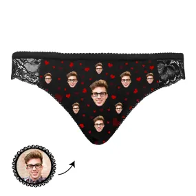 Custom Face Underwear Heart Design Lace Women Panties Unique Gift for Her