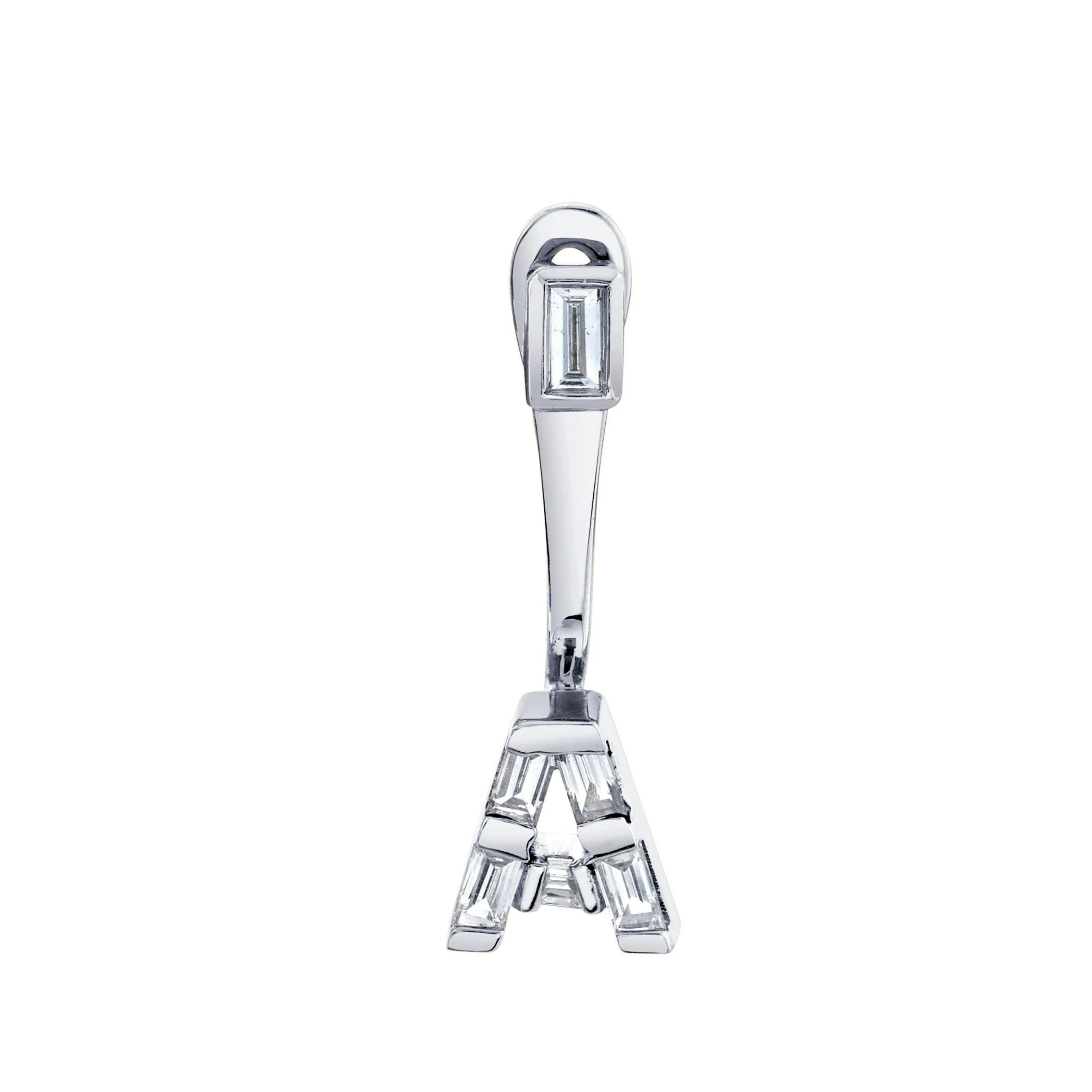 DIAMOND BAGUETTE SINGLE INITIAL EAR JACKET