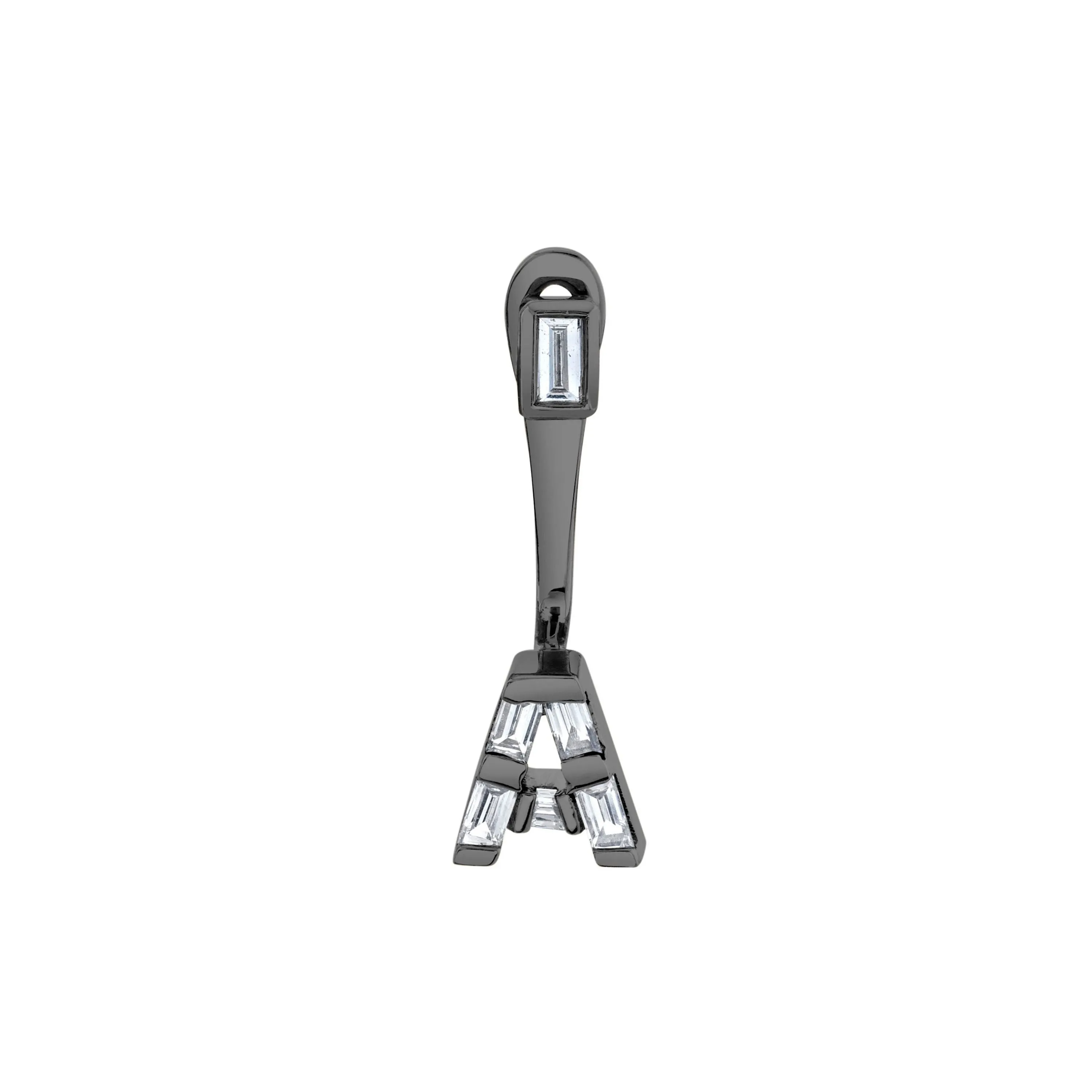 DIAMOND BAGUETTE SINGLE INITIAL EAR JACKET