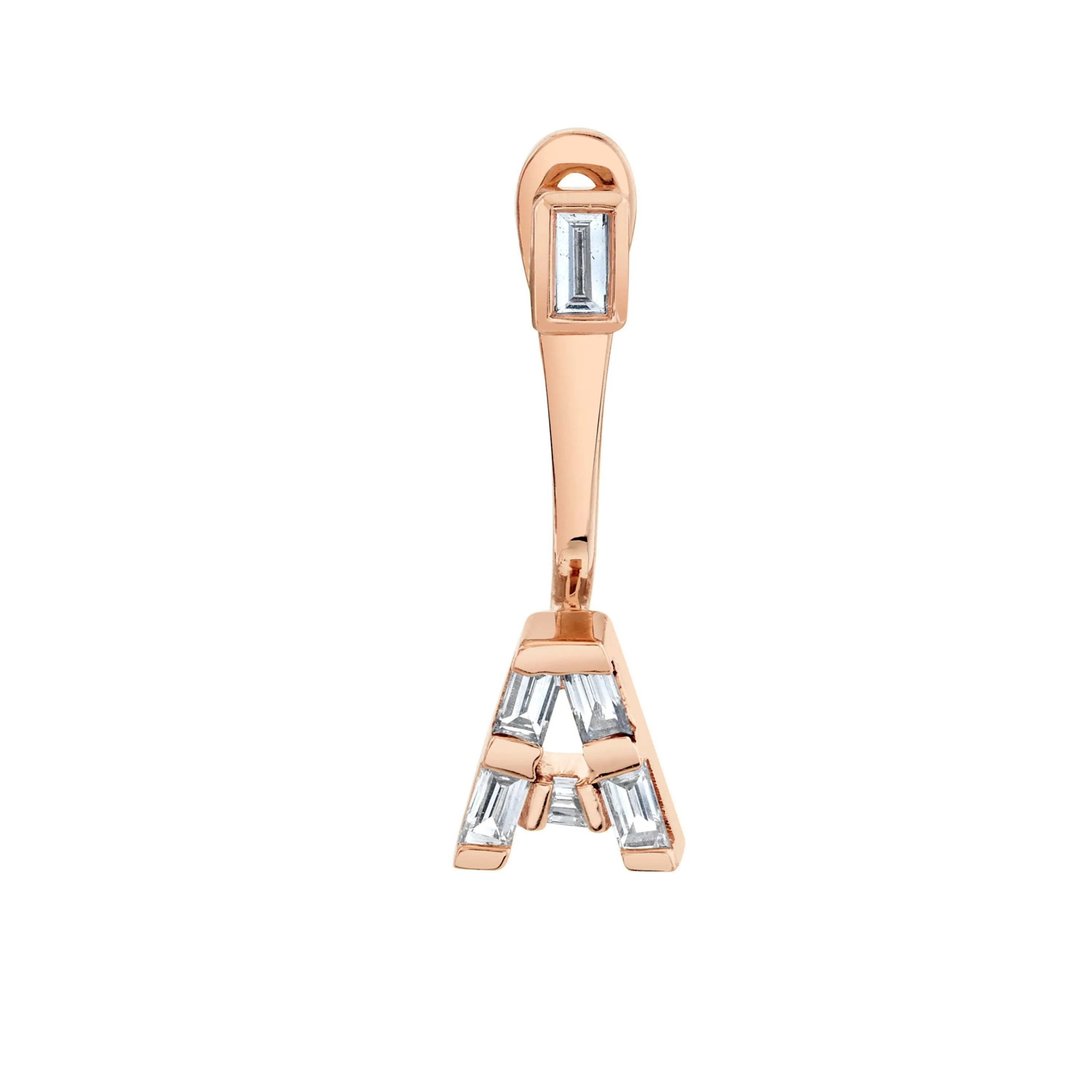 DIAMOND BAGUETTE SINGLE INITIAL EAR JACKET