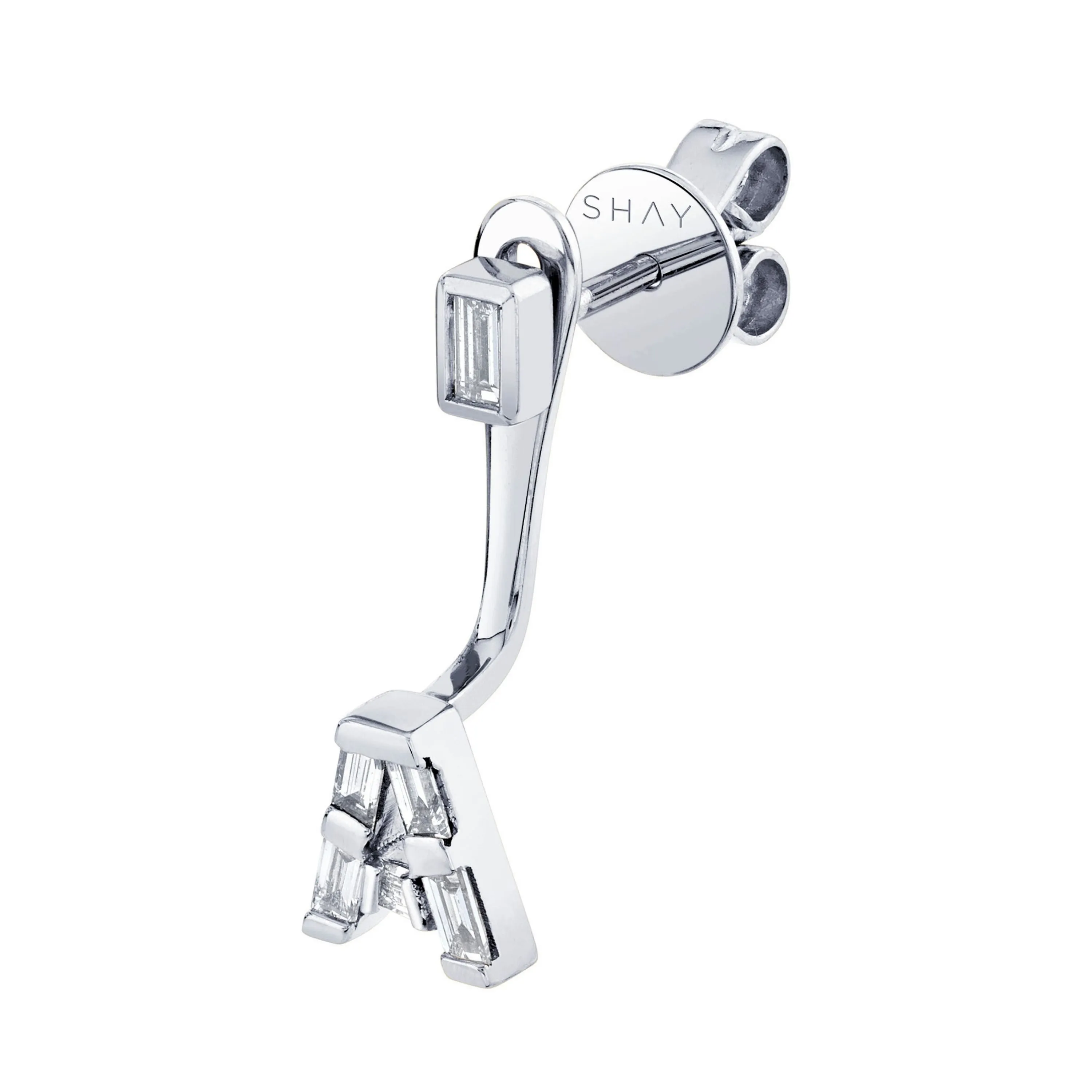DIAMOND BAGUETTE SINGLE INITIAL EAR JACKET