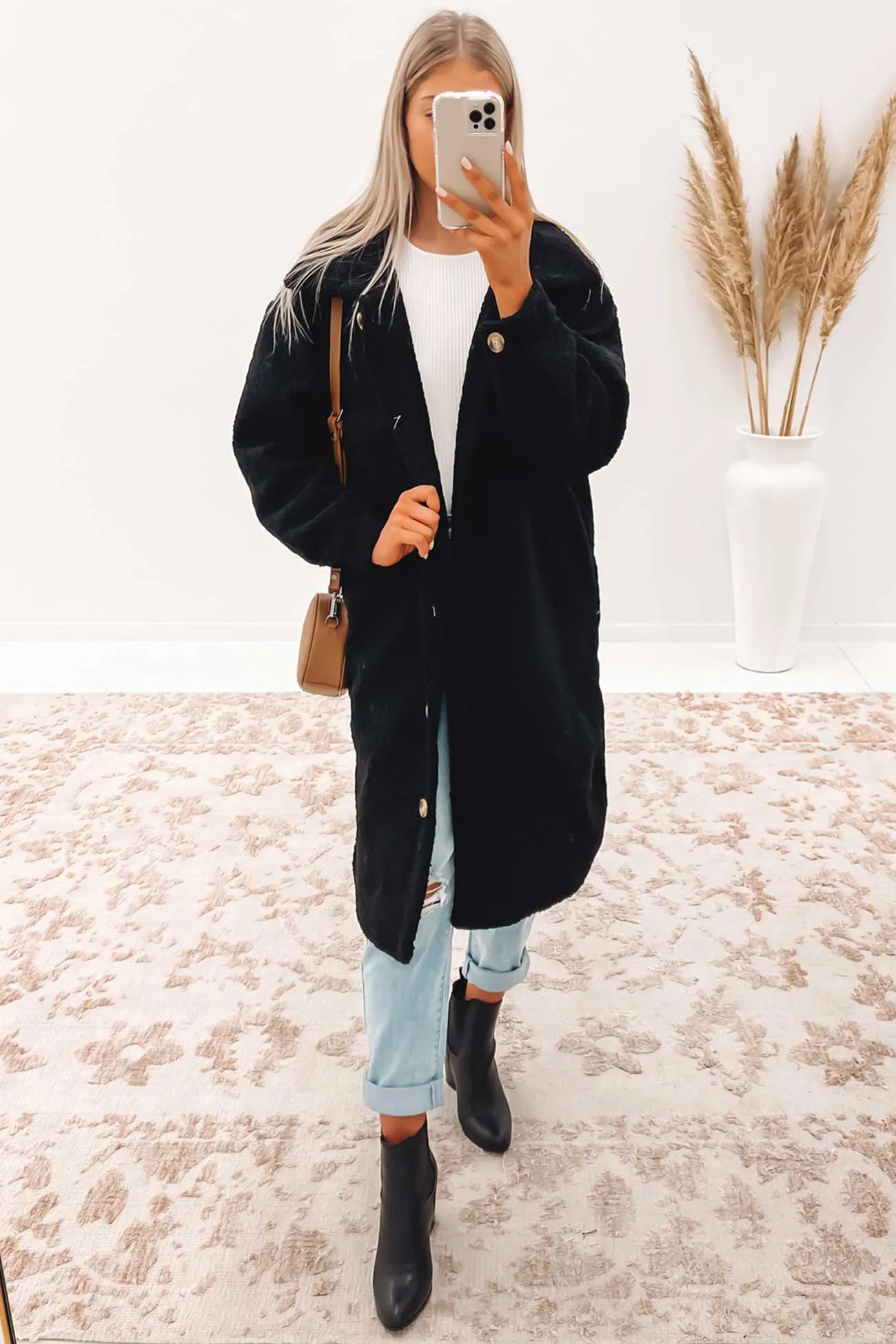 Elara Teddy Jacket Black