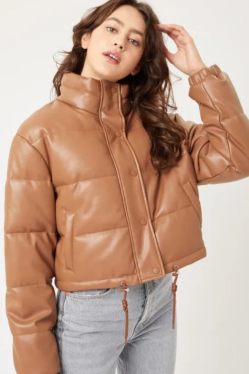 Foggy Days PU Puffer Jacket