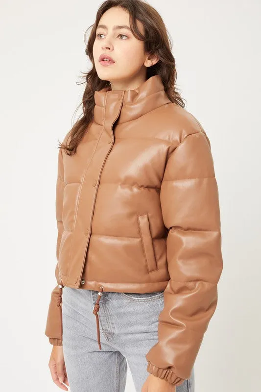 Foggy Days PU Puffer Jacket