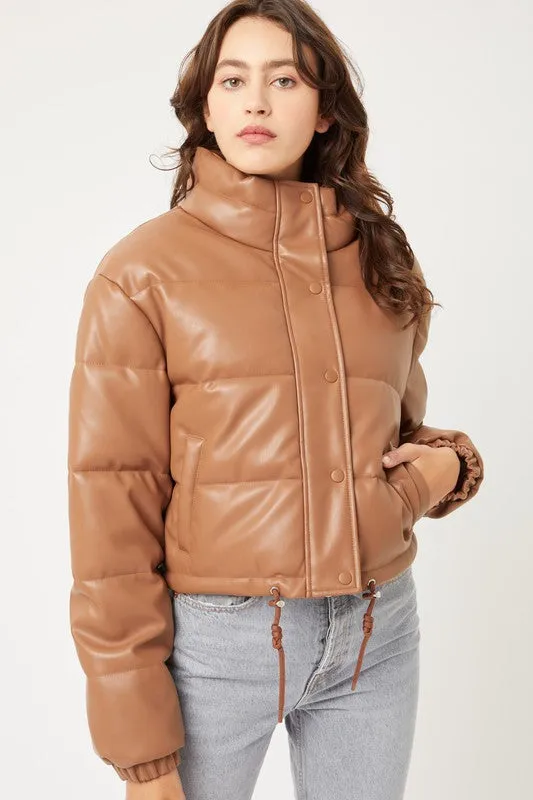 Foggy Days PU Puffer Jacket
