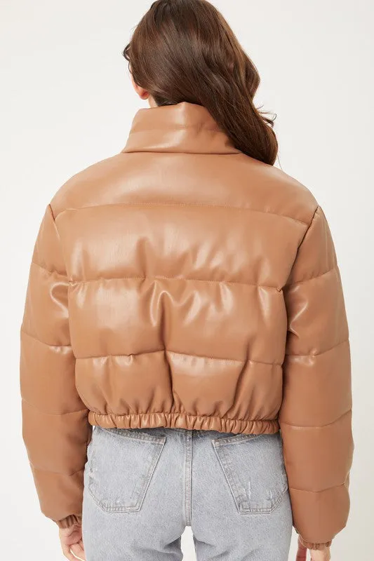 Foggy Days PU Puffer Jacket