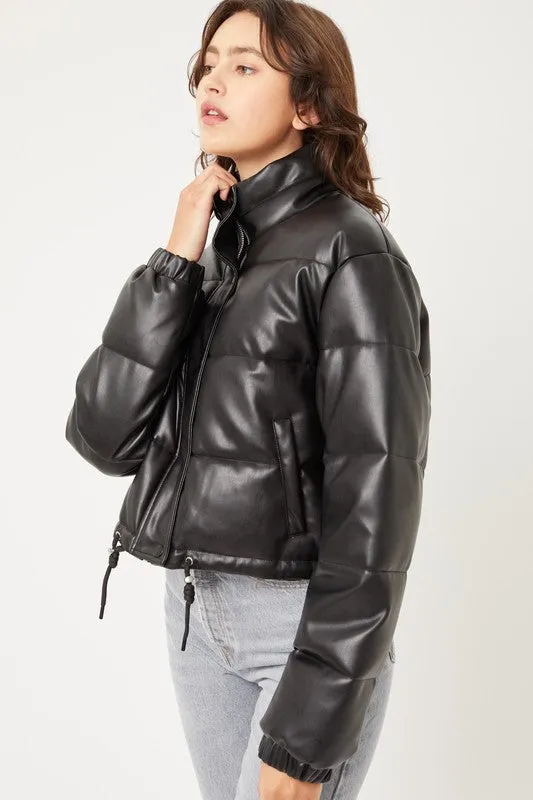 Foggy Days PU Puffer Jacket