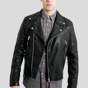 Frankie Black Biker Leather Jacket for Men