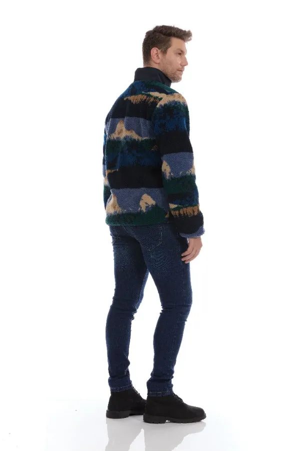 Full Xip Sherpa Jacket Vintage Indigo