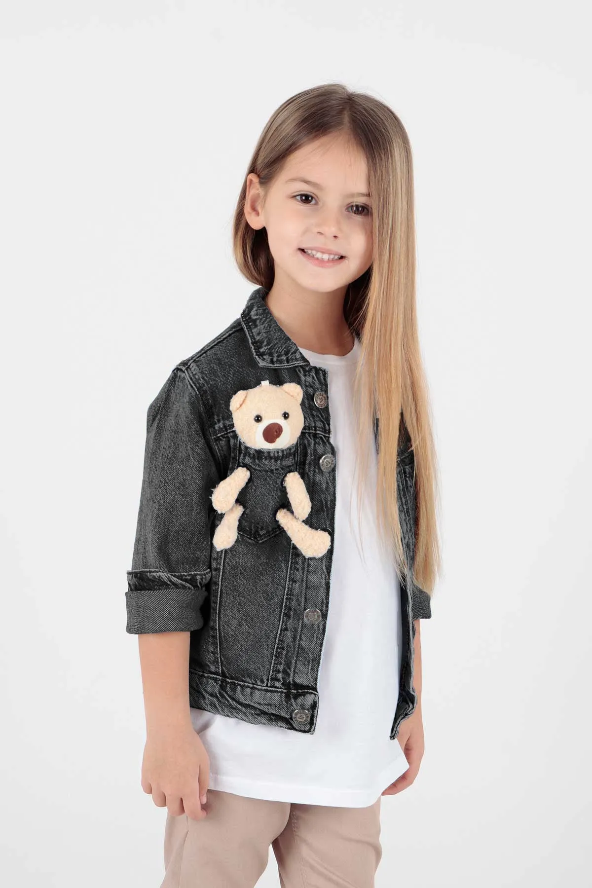 Girls Teddy Teddy Cotton Jean Jacket Daily Fashionable AK22176023