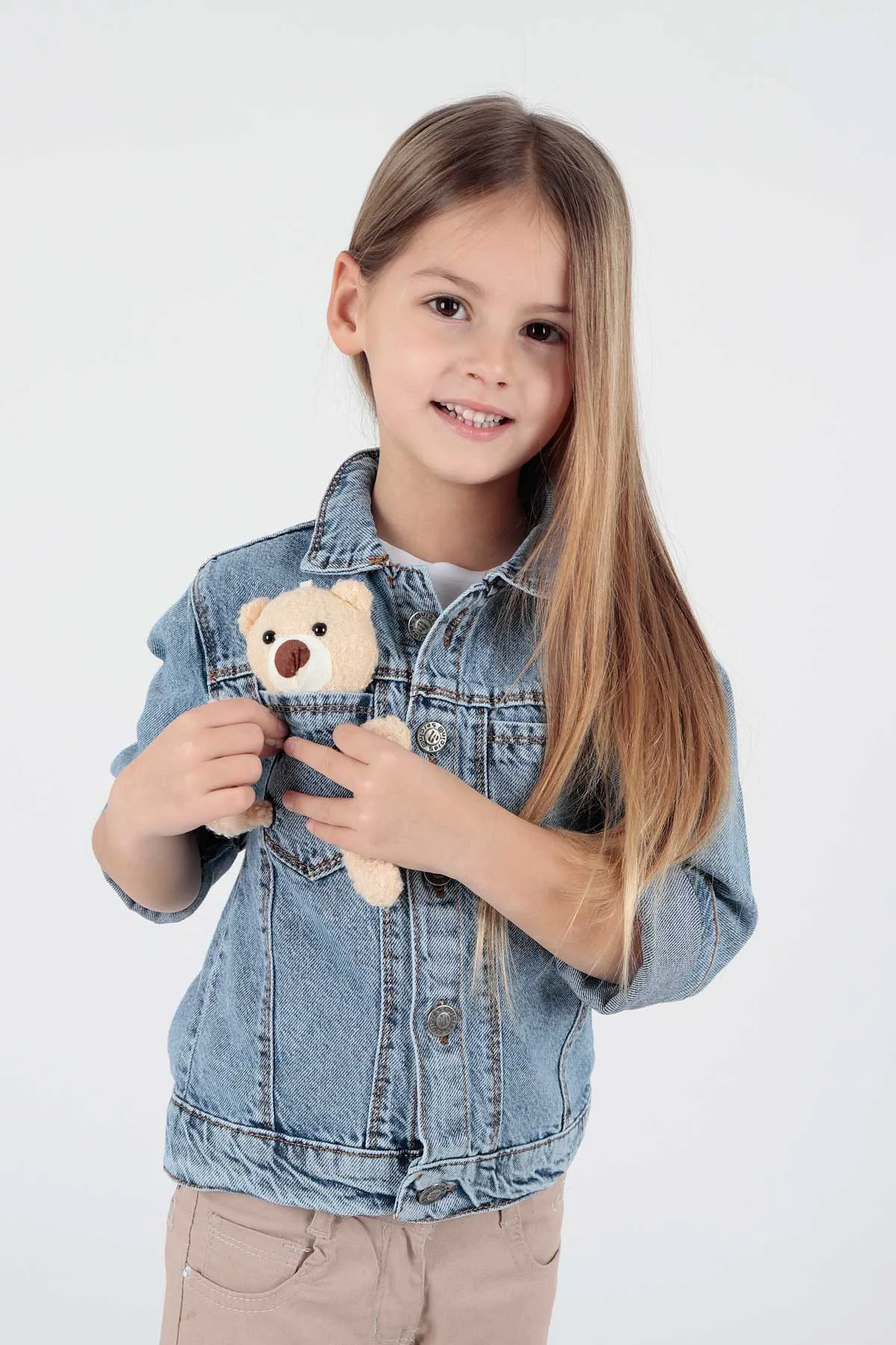 Girls Teddy Teddy Cotton Jean Jacket Daily Fashionable AK22176023