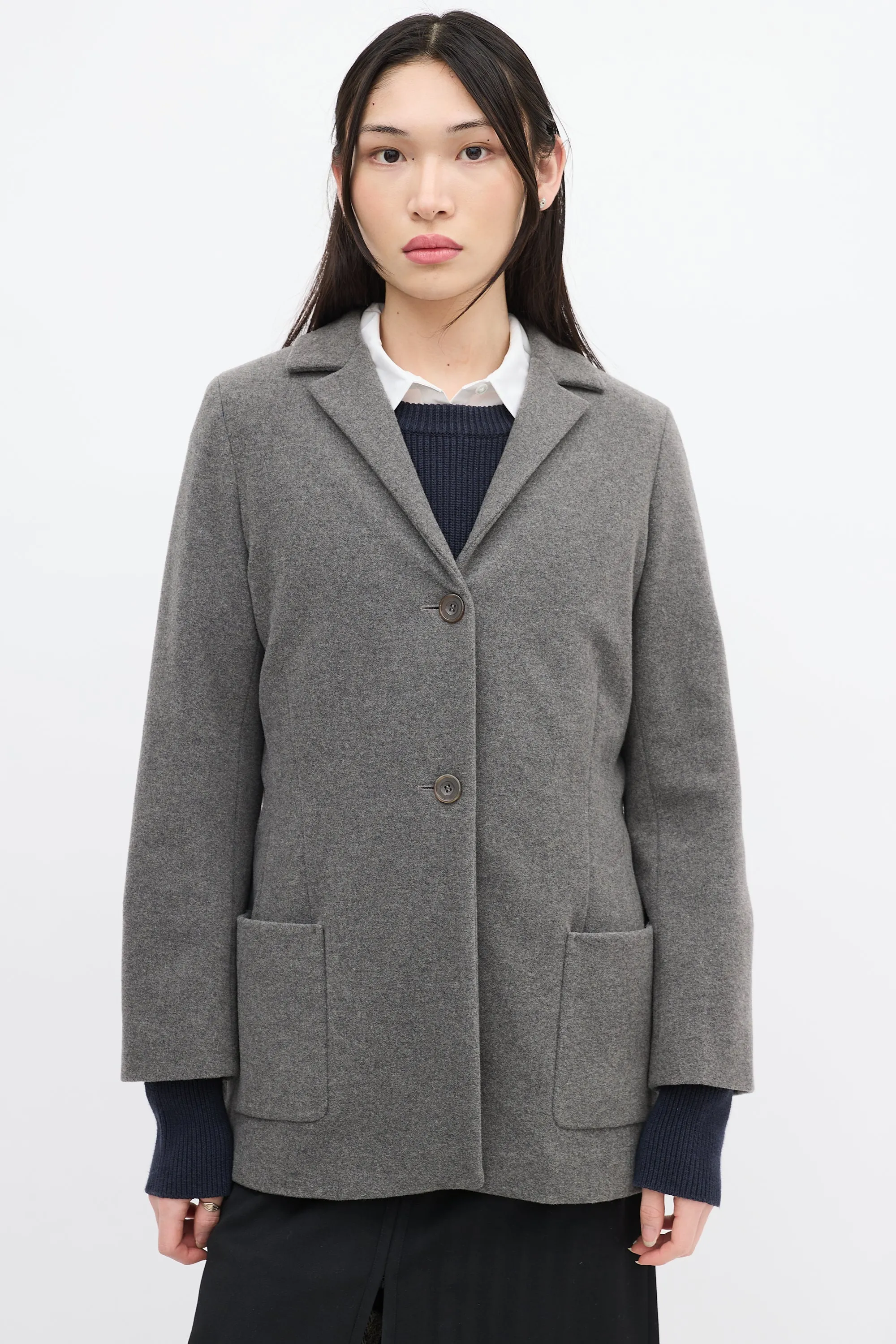 Grey Fleece Wool Jacket