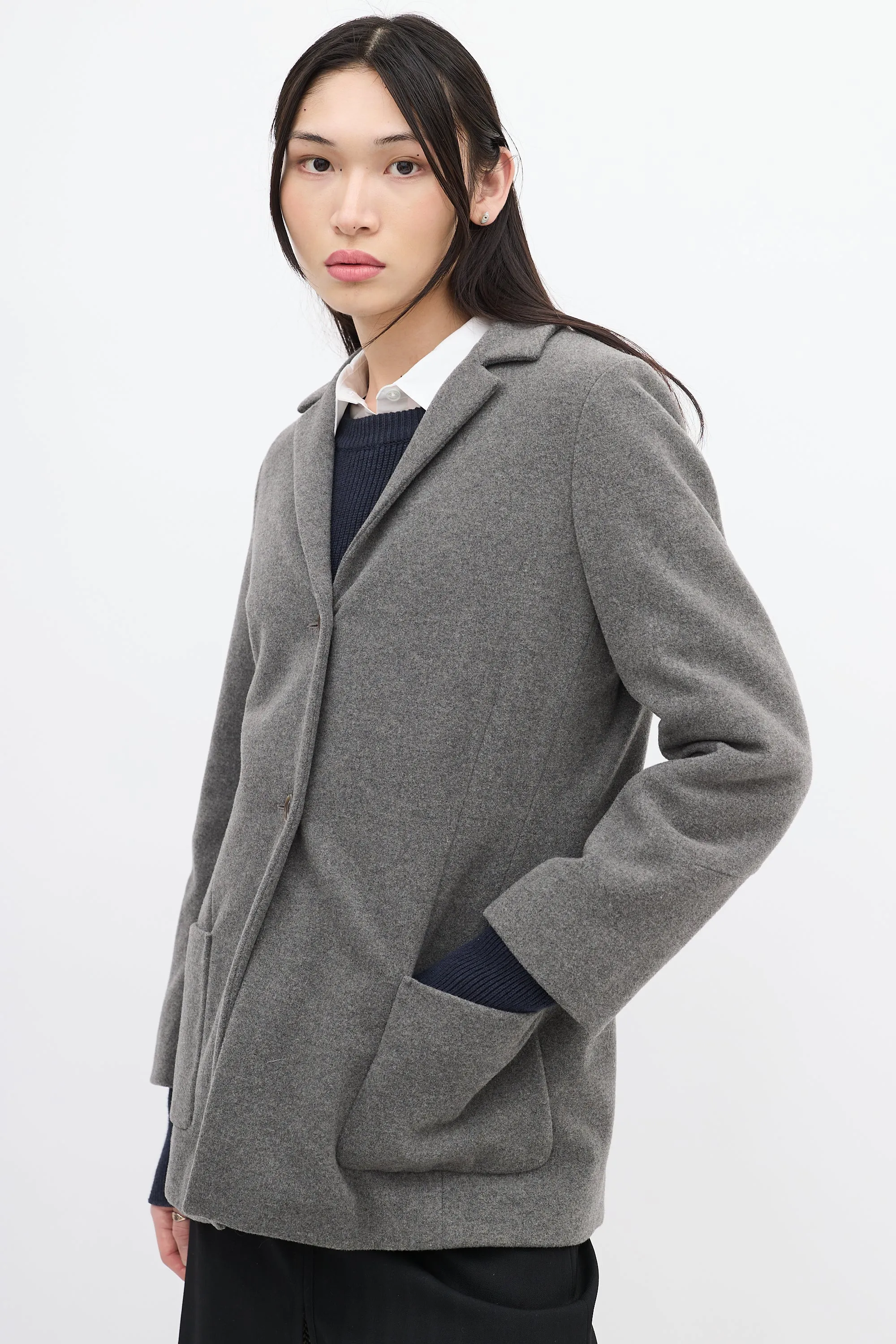 Grey Fleece Wool Jacket