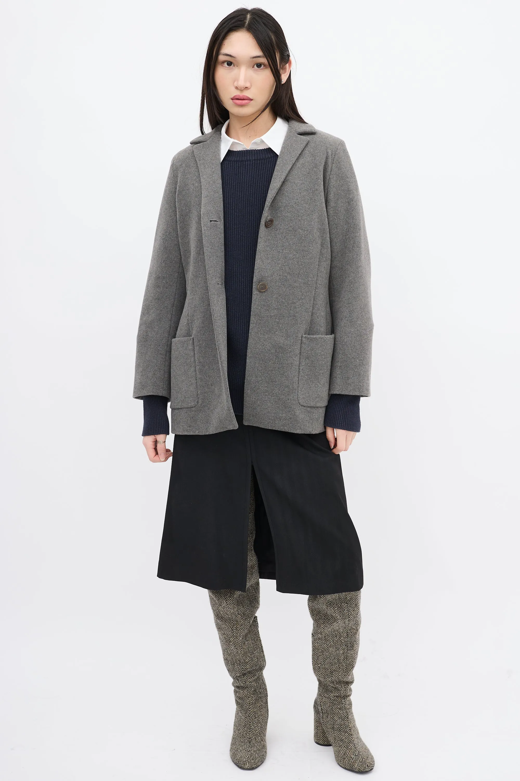 Grey Fleece Wool Jacket
