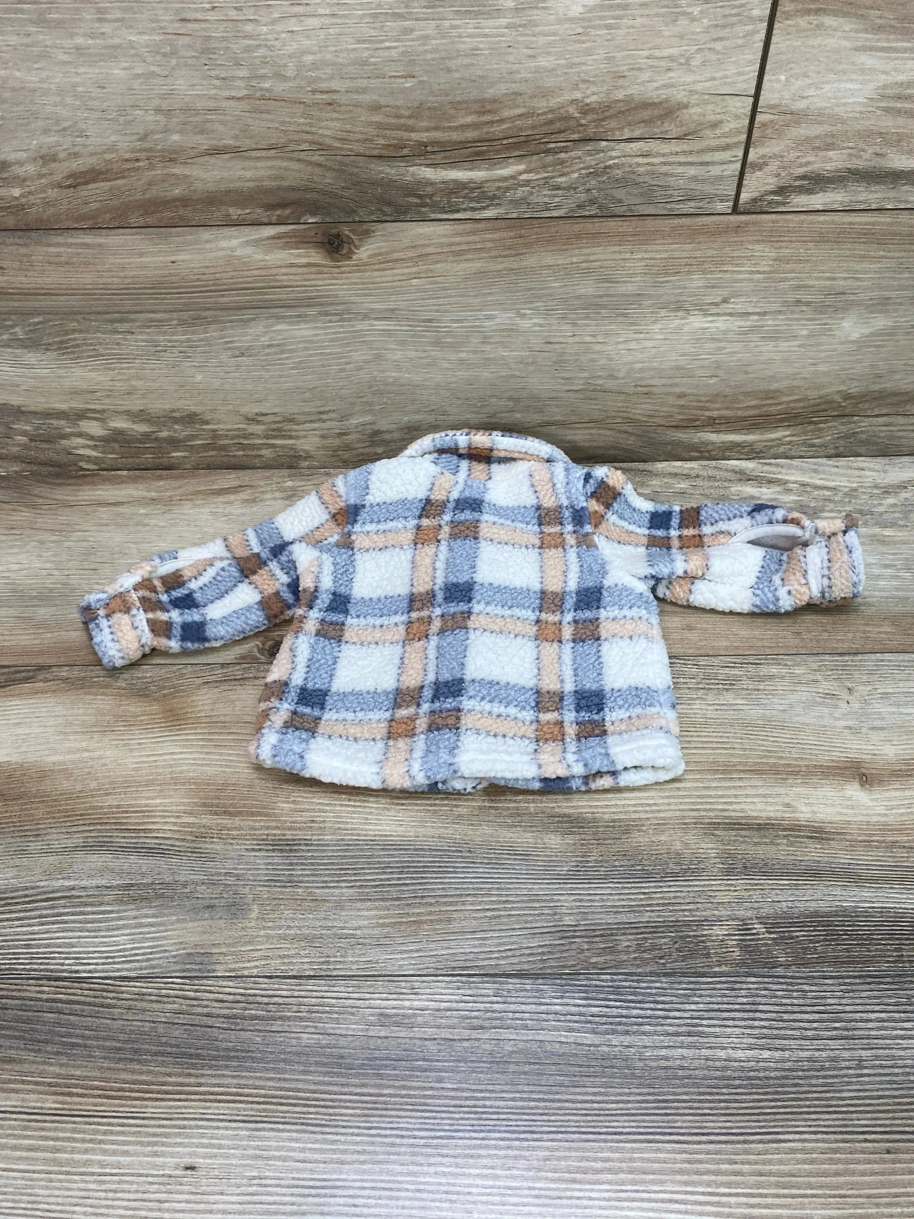 Just One You Plaid Sherpa Jacket White sz Newborn