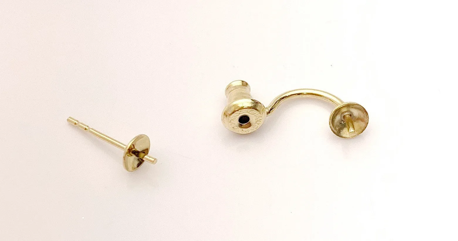 Luxlock Pearl Cup Curved Ear Jacket Finding and Pearl Cup Stud Earring Post (G54226) (4005982)
