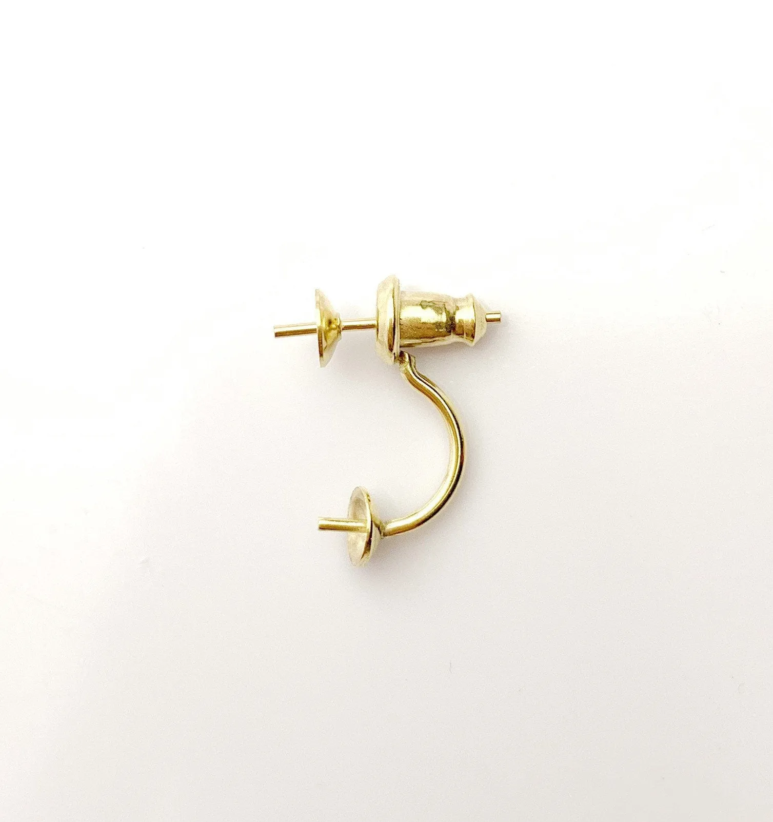 Luxlock Pearl Cup Curved Ear Jacket Finding and Pearl Cup Stud Earring Post (G54226) (4005982)