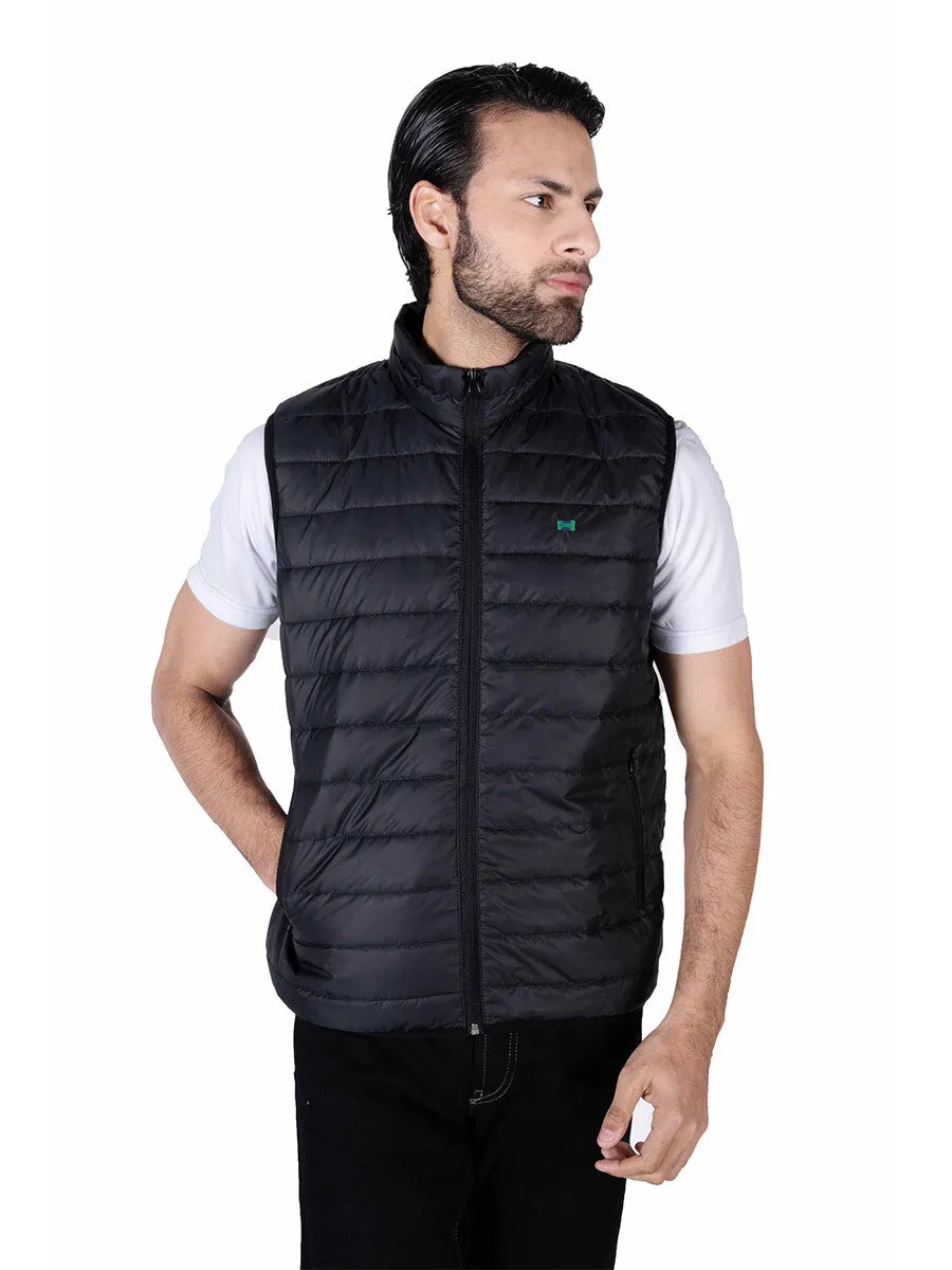 Men Grey/Black Quilted Short Body Slim-Fit Gilet Puffer Jackets - Pack of 2