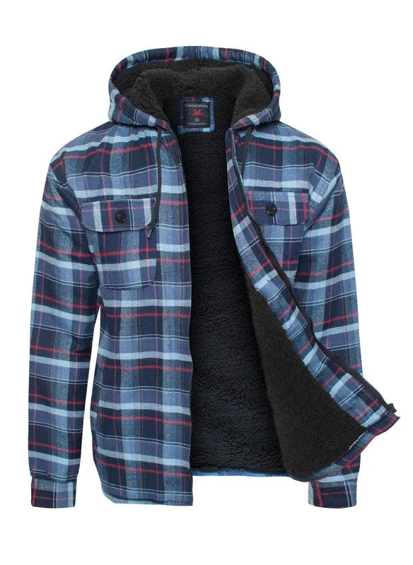 Men's White Flannel Sherpa Lining Jacket