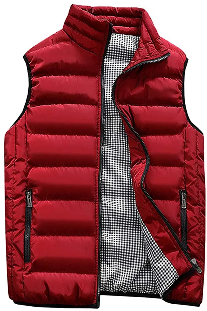 Men's White Sleeveless Puffer Vest Coat