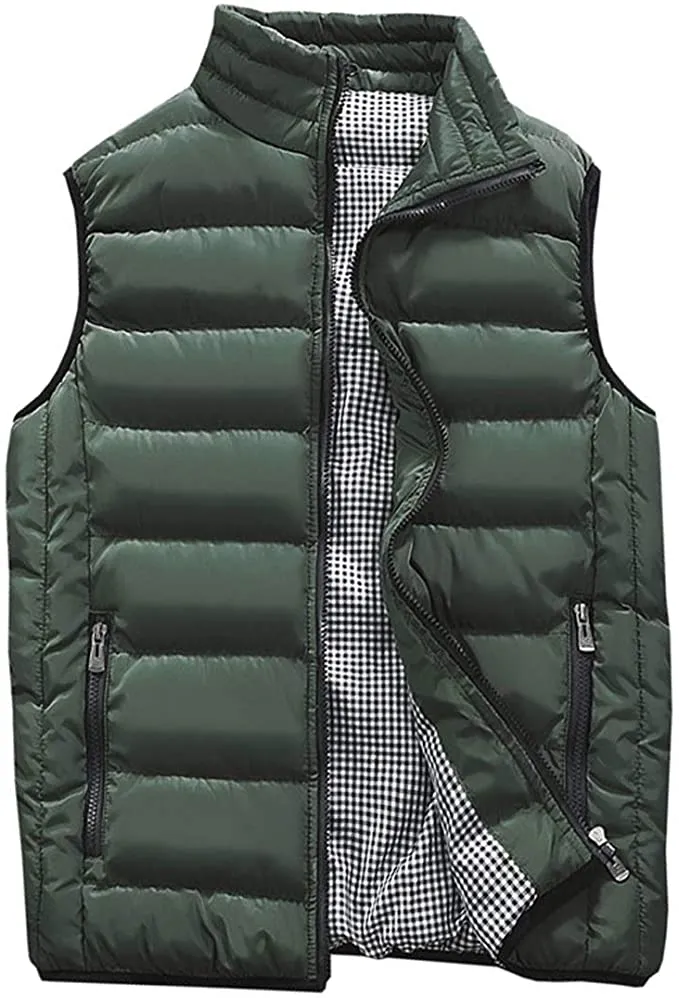 Men's White Sleeveless Puffer Vest Coat