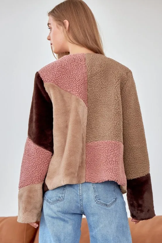 Mocha Multi Color Block Coat