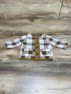 Old Navy Plaid Button-Front Sherpa Jacket White sz 6-12m