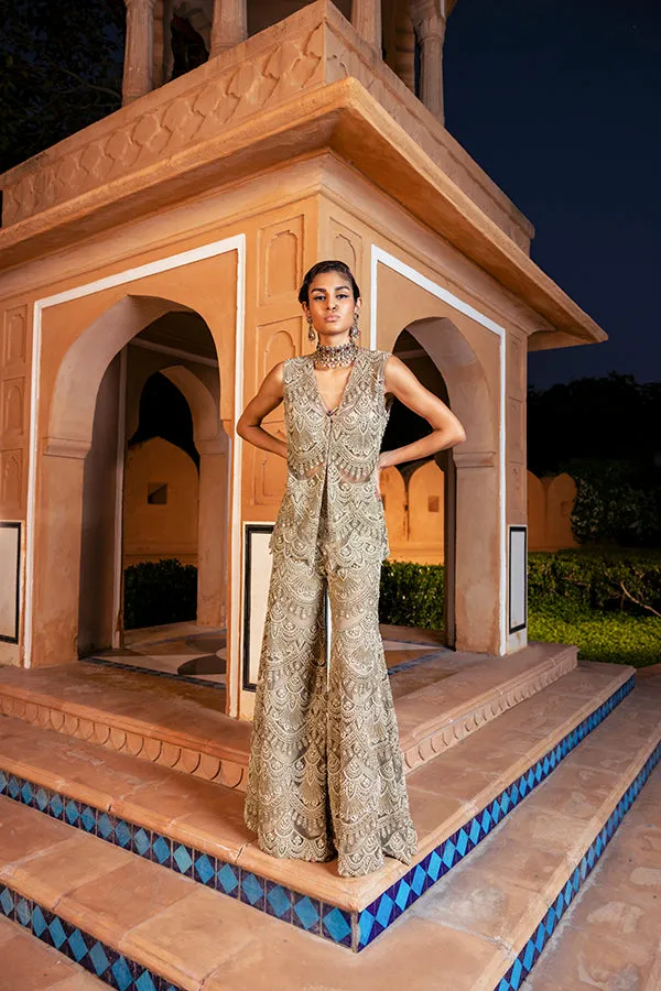 RETRO LOVE GOLD EMBELLISHED GARARA JACKET SET