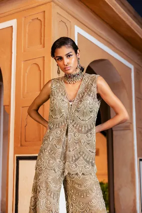 RETRO LOVE GOLD EMBELLISHED GARARA JACKET SET