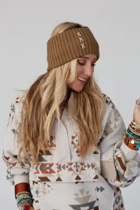 Sadia Embroidered Head Wrap - Mocha