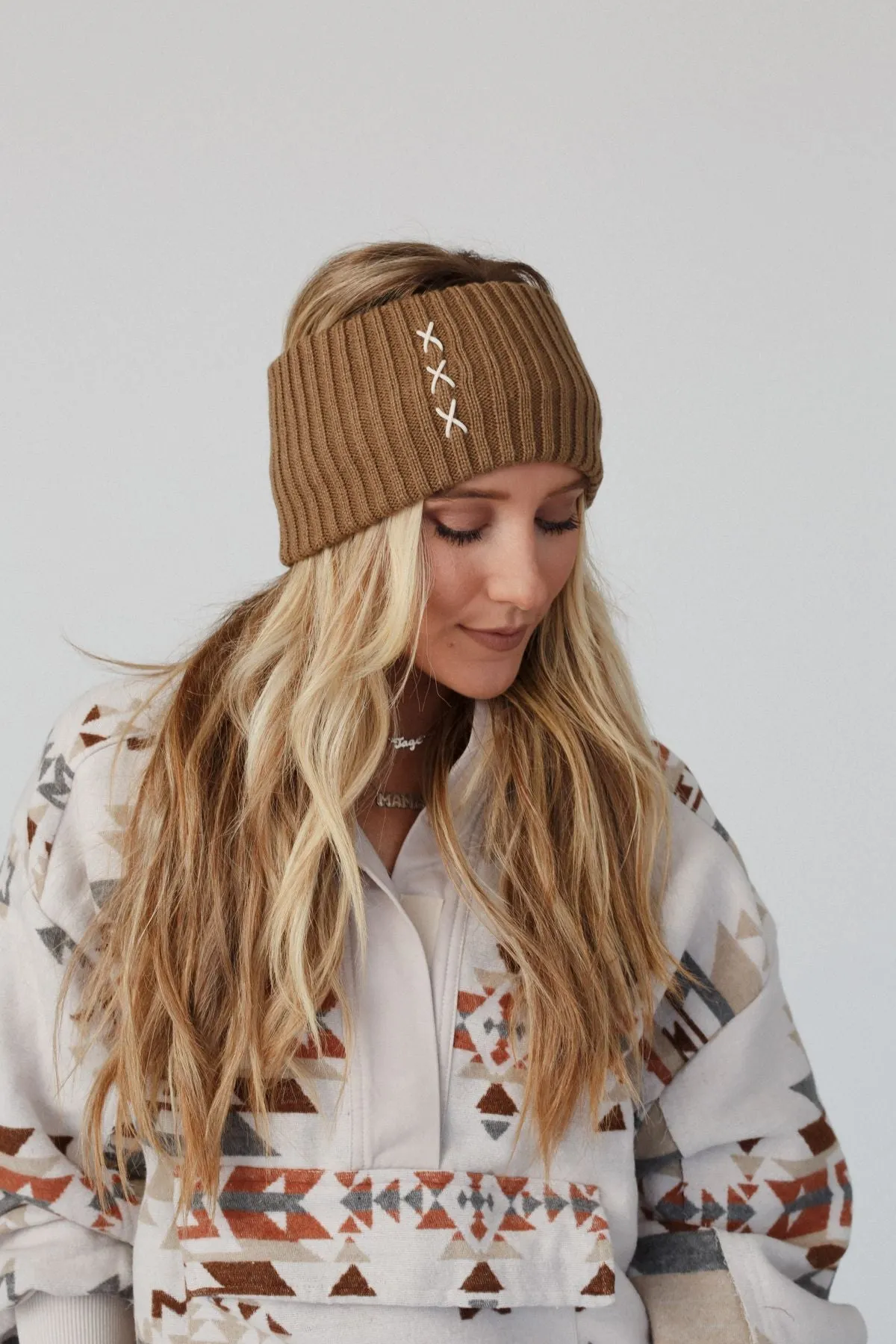 Sadia Embroidered Head Wrap - Mocha