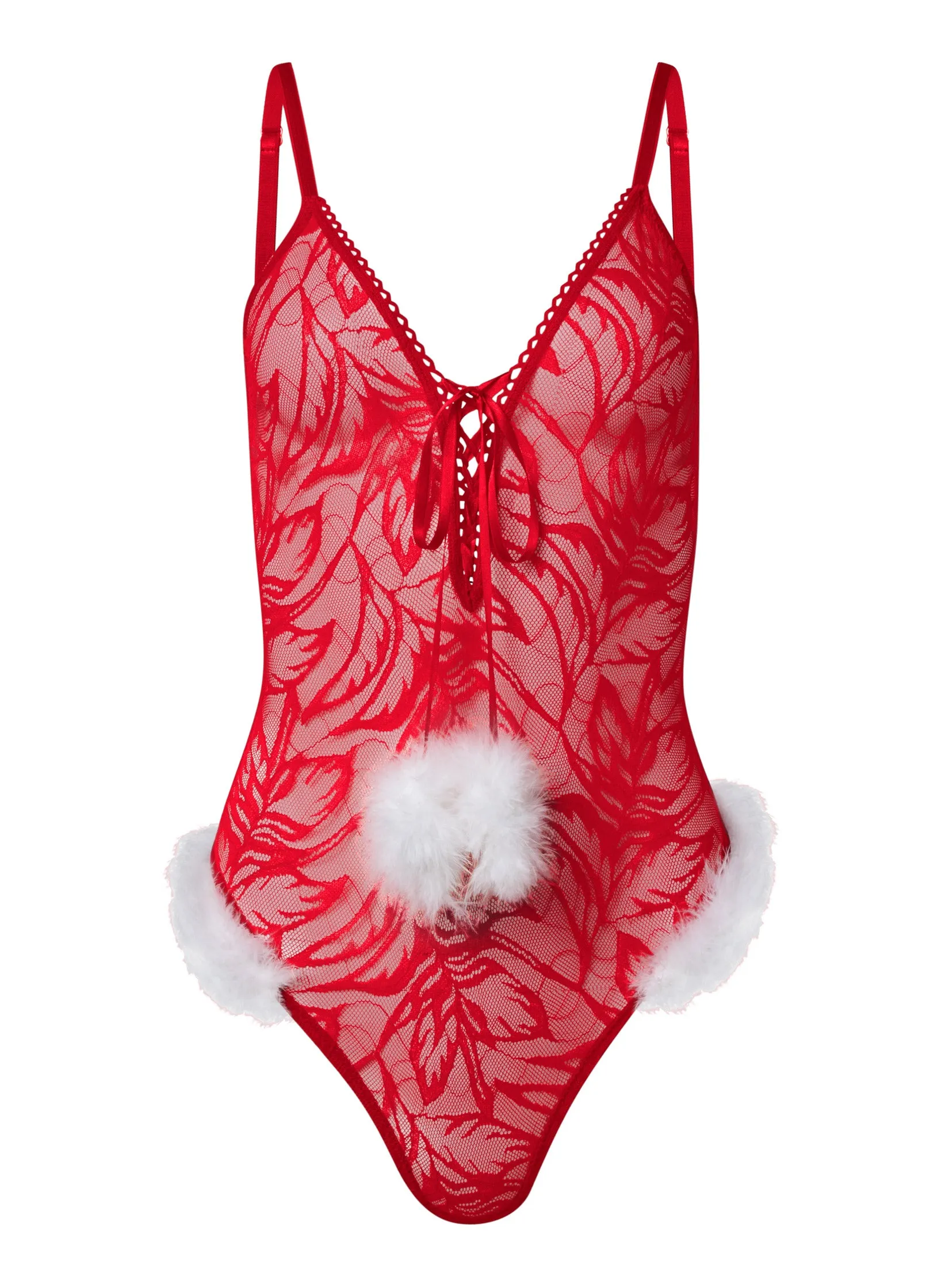 Santa Baby Lace Teddy  - Red