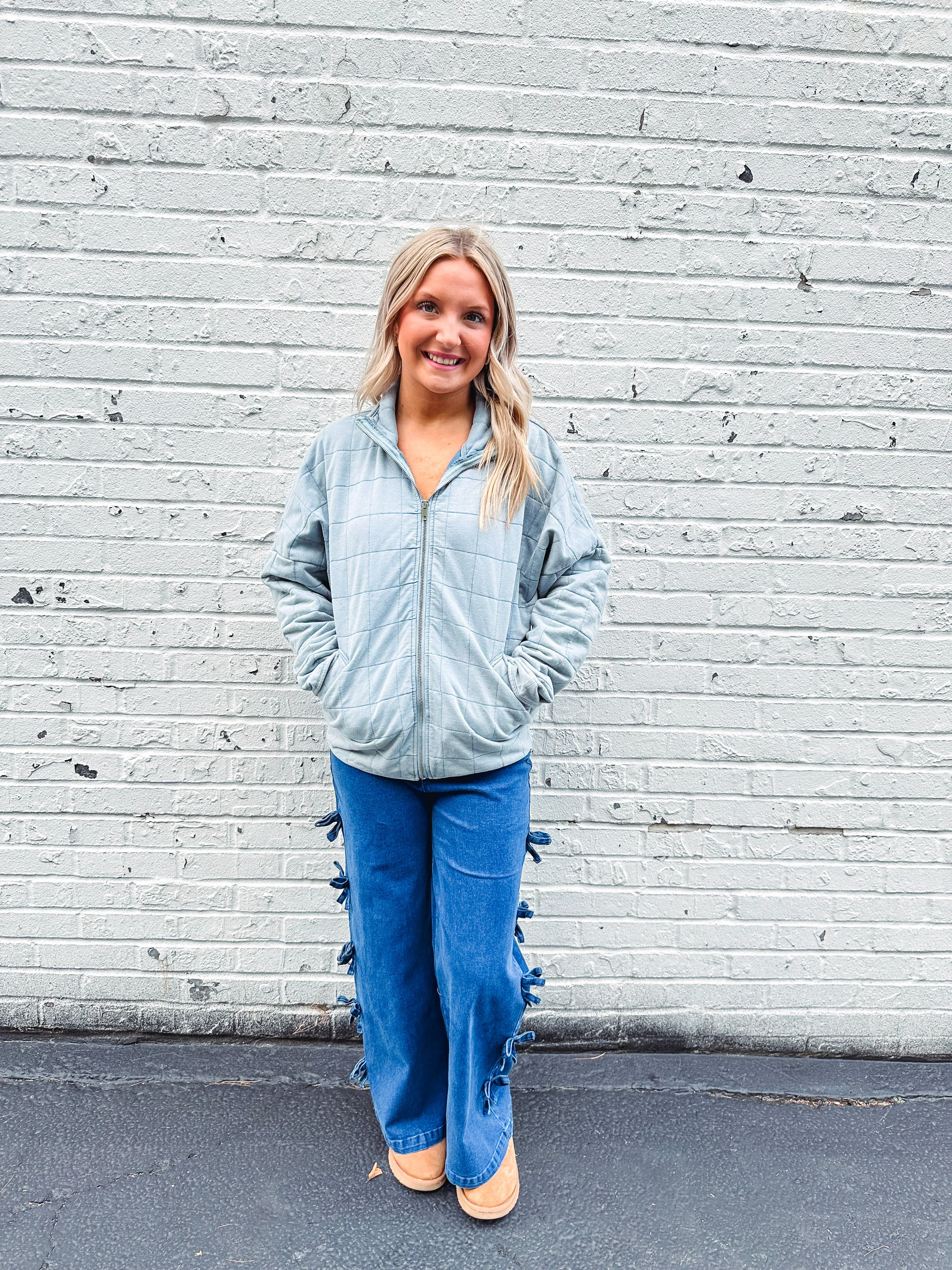 Soft Blue Quilted Jacket