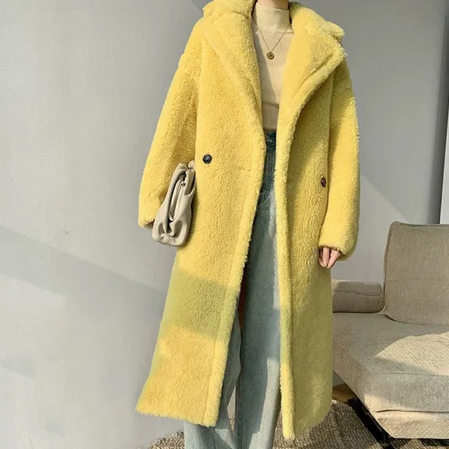 Teddy cappotto donna lungo ecologico giallo