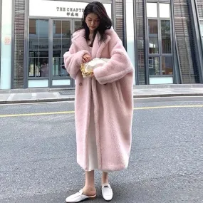 Teddy cappotto donna lungo ecologico sakura pink