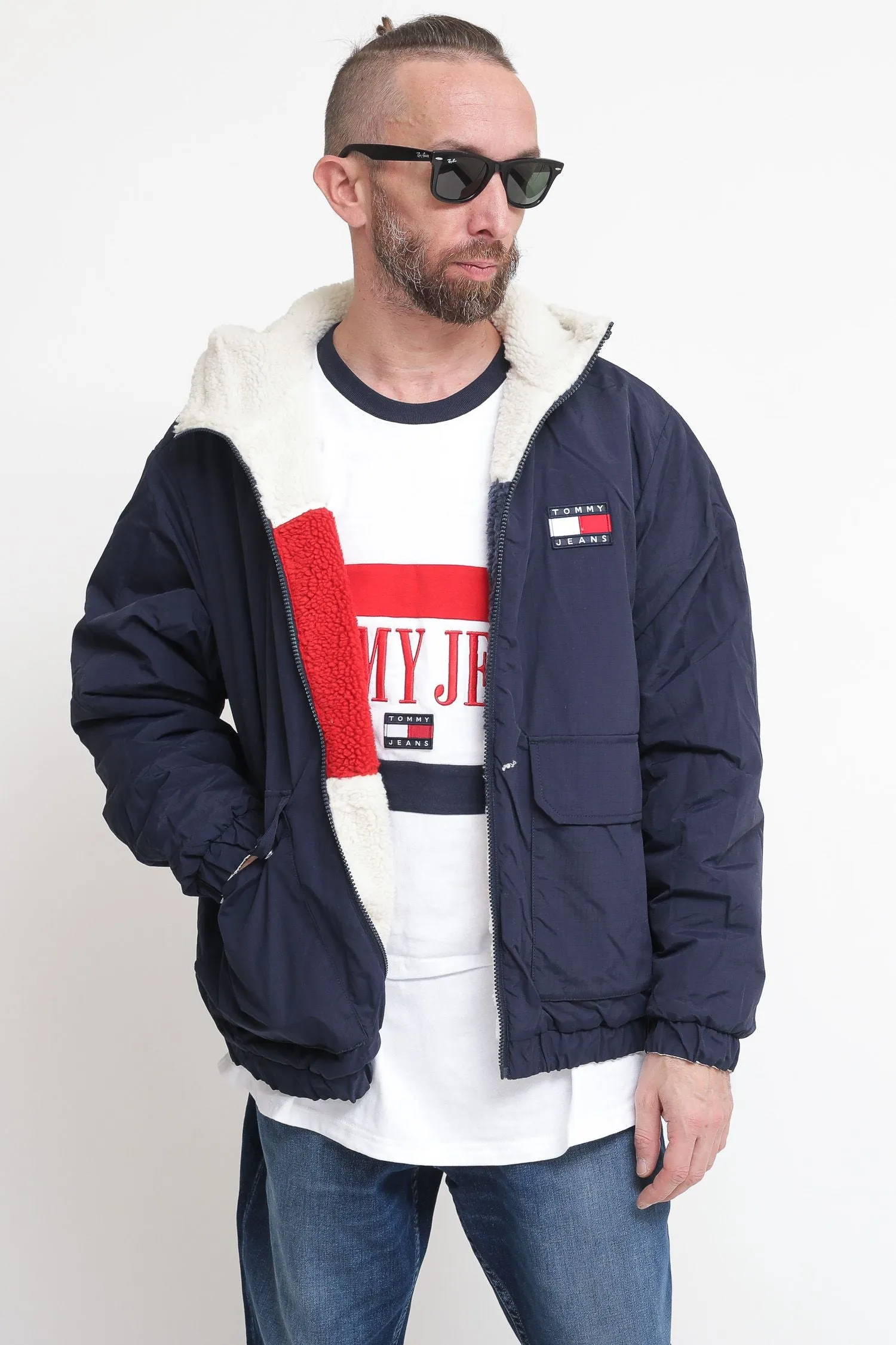 Tjm Reversible Sherpa Jacket - Ancient White Multi
