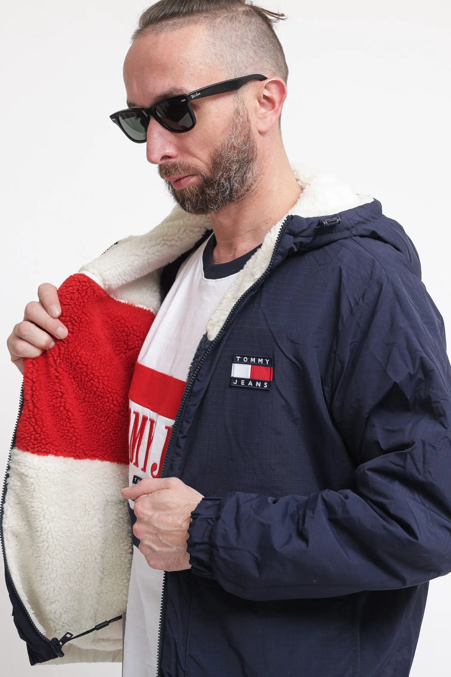 Tjm Reversible Sherpa Jacket - Ancient White Multi
