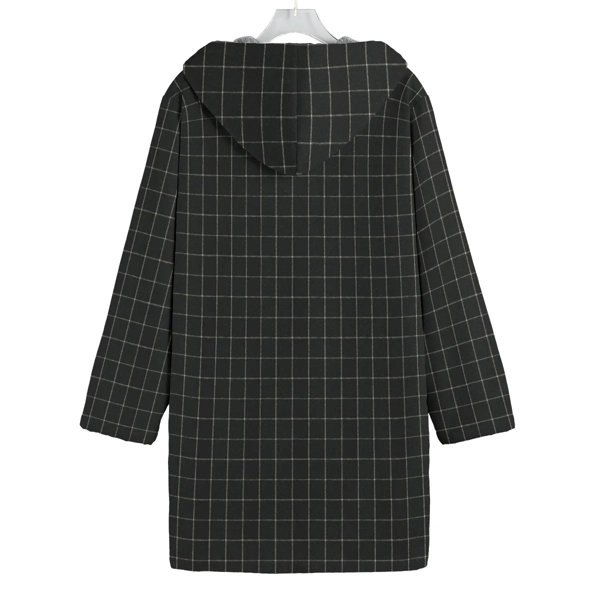 Vampire Art Dark Academia Black Windowpane Tartan Men's 100% Cotton Canvas Button Fleece Jacket